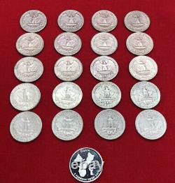 (20) 90% Silver Quarters pre-1964 + 1 Proof Silver State Quarter = $5.25 FV