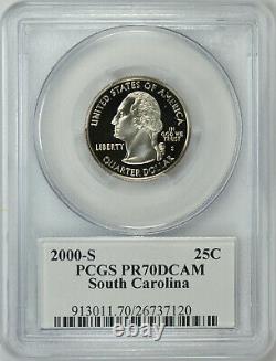 25 2000-S Silver South Carolina State Quarter FLAG PCGS PR70DCA