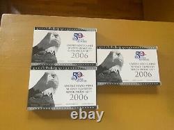 2-2004, 4-2005,3-2006 S US Mint Silver Quarter Proof Sets OGP, 9 Proof sets