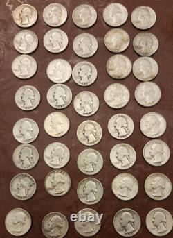 3 Rolls Washington Quarters $30 Face Value 90% Silver 40 Bulk Lot Collection