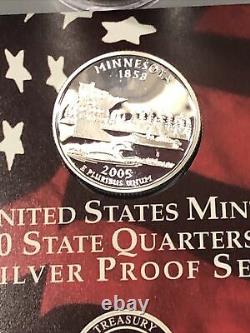 (40) 2005 S (ALL 5) Proof Silver State Quarters 1 DCAM Roll 90% Silver