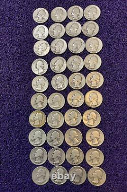 (40) United States Circulated SILVER QUARTER DOLLAR COINS 1941- 1954