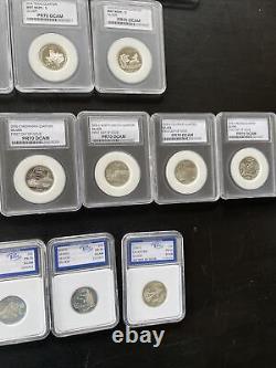 42 Different BU Silver Proof Washington State Quarters 1999-2008S
