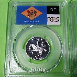 4-1999-s Silver Proofdelawarekey State Quarters Pcgs69d-cameo State Labels