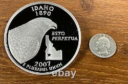 50 States Proof Quarter 4oz Pure Silver National Collector's Mint- Idaho 2007