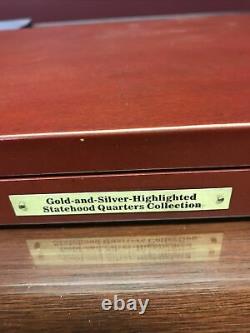 56 Gold & Silver Statehood Quarters Coin Collection in Wooden Case UNC