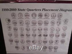 56 Pcs. 1999-2009 Proof Silver State Quarters In Beautiful Wood Case