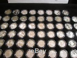 56 Pcs. 1999-2009 Proof Silver State Quarters In Beautiful Wood Case