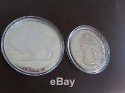 5 OUNCES Silver 4 oz State Quarter Round AND Giant 1 oz Silver Buffalo Proof