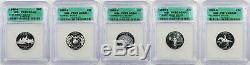 5pc 1999-S Silver State Quarter NJ GA CT PA DE 25C PR70 Deep Cameo ICG (5 coins)