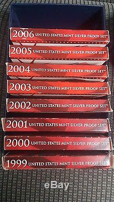 8-pc. 1999 2006 US Mint Silver Proof Set State Quarters Collection And Box
