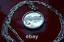 900 SILVER PROOF WASHINGTON Quarter Bezel on a 30 925 Sterling Silver Chain