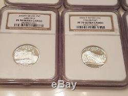 9 Different Proof Silver State Quarters PF 70 Lot NGC Washington Proof 70