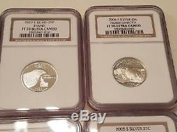 9 Different Proof Silver State Quarters PF 70 Lot NGC Washington Proof 70
