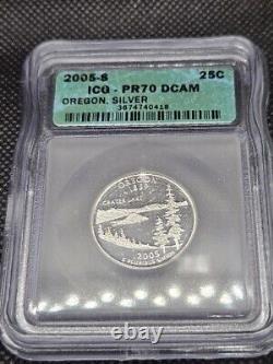 ALL 5 2005 S Silver Proof State Quarters ICQ PR70 DCAM