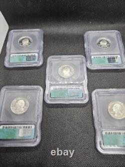 ALL 5 2005 S Silver Proof State Quarters ICQ PR70 DCAM