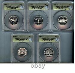 COMPLETE 50 Pc PROOF 1999-2008-S 5 pc State 25c SILVER SETS ANACS PR70 DCAM