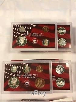 COMPLETE SET 1999-2008 UNITED STATES SILVER PROOF SETS With STATE HOOD QUARTERS