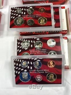 COMPLETE SET 1999-2008 UNITED STATES SILVER PROOF SETS With STATE HOOD QUARTERS