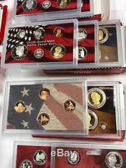 COMPLETE SET 1999-2009 UNITED STATES SILVER PROOF SETS With STATE HOOD QUARTERS