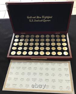 COMPLETE Set 50 Gold-and-Silver-Highlighted Statehood Quarters Collection PCS