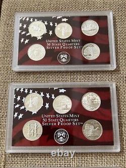 Complete Set 1999-2008+2009 US 90% SILVER PROOF State Territorie Quarter 56 coin