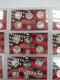 Complete Set 1999-2009 US 90% SILVER PROOF State & Territory Quarters 56 pc Q1BF