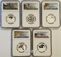 Complete Set (5) 2019 Silver State Quarters National Parks ATB Set NGC PF70 UC