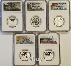 Complete Set (5) 2019 Silver State Quarters National Parks ATB Set NGC PF70 UC