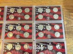 Complete Set Silver Proof State Quarters, 50 Coins, 1999-2008, Mint Cases, withCOA