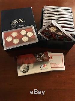 Complete Set Silver Proof State Quarters+ DC & Territories 1999-2009 In Mint Box