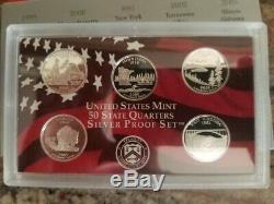 Complete Set of 1999-2008 90% SILVER PROOF State Quarters 50 coins FROSTY CAMEO