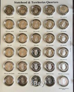 Complete Set of 1999-2008 U. S. 90% SILVER PROOF State Quarters 50 coins in album
