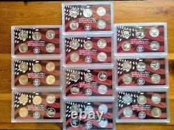 Complete Set of 50 U. S. State Quarters 1999-2008 (90% Silver Proof S Mint)