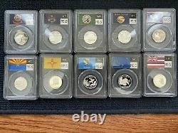 Complete Silver State Quarter 56-Coin Set PCGS PR69 DCAM Flag Label 1999 2009