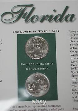 Complete Statehood Quarter Collection 100 BU Coins- P&D Mint- with Stamps