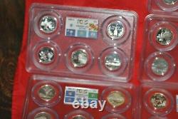 Complete set of silver state quarters in PCGS year holders and graded PR69DCAM