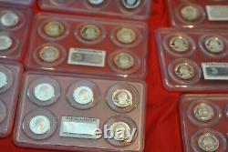 Complete set of silver state quarters in PCGS year holders and graded PR69DCAM