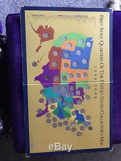 Completed First State Quarters Of US Collectors Map 1999-2008