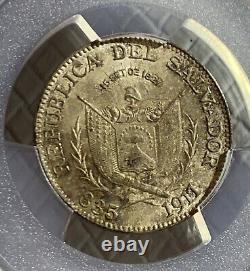 EL SALVADOR. 25 Centavos, 1911. Birmingham (Heaton) Mint. PCGS MS-63