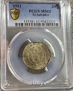 EL SALVADOR. 25 Centavos, 1911. Birmingham (Heaton) Mint. PCGS MS-63