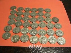 FULL DATES Roll Of 40 $10 Value 90% Silver Washington Quarters 60's 50's 40's