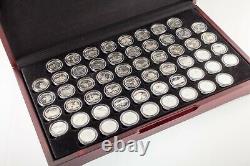 Full Set of 56 Proof Silver State Quarters and US Territories with Box and Case