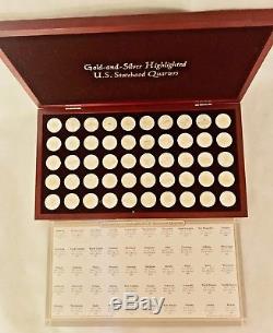 GOLD & SILVER HIGHLIGHTED U. S. STATEHOOD QUARTERS 50 State Set with Box PCS