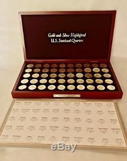 GOLD & SILVER HIGHLIGHTED U. S. STATEHOOD QUARTERS 50 State Set with Box PCS