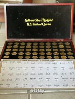 GOLD and SILVER HIGHLIGHTED STATEHOOD QUARTERS COLLECTION See Description