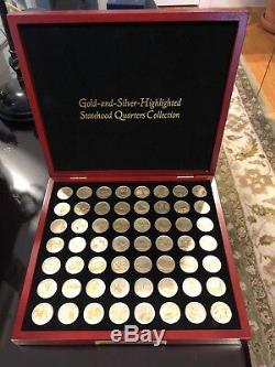 Gold And Silver Highlighted Statehood Quarters Collection 56 Coins Display Case
