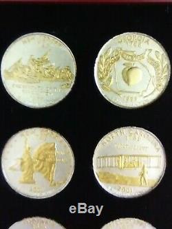 Gold + Silver Highlighted State Quarter Set With Territories in Wood Display Box