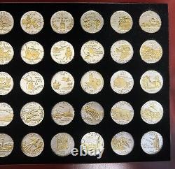 Gold & Silver Highlighted US Statehood Quarters PCS Stamps & Coins 50 Coin Set