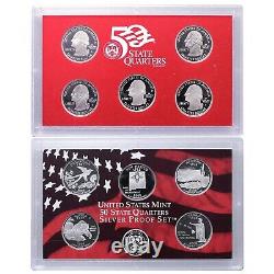 LOT OF 4 STATEHOOD QUARTER SILVER PROOF SETS 2005,2006,2007 & 2008 withBox & COA